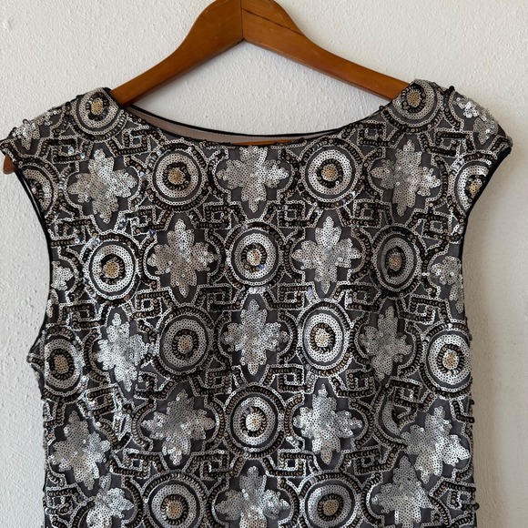 Sue Wong Nocturne Sequin Cocktail Dress Women's Size‎ 10 Black Silver Gold - Picture 3 of 8